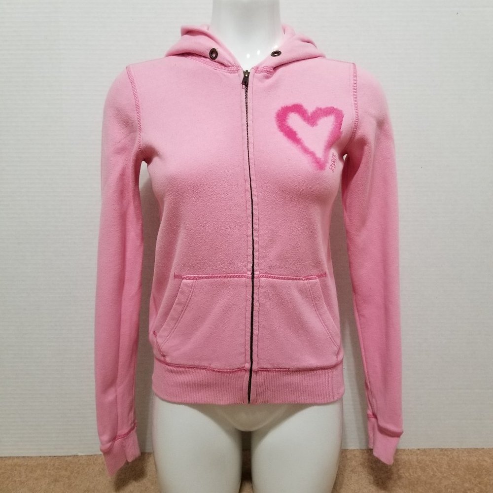 Victoria's Secret PINK hoodie XS grafitti heart graphic zip up hooded sweatshirt